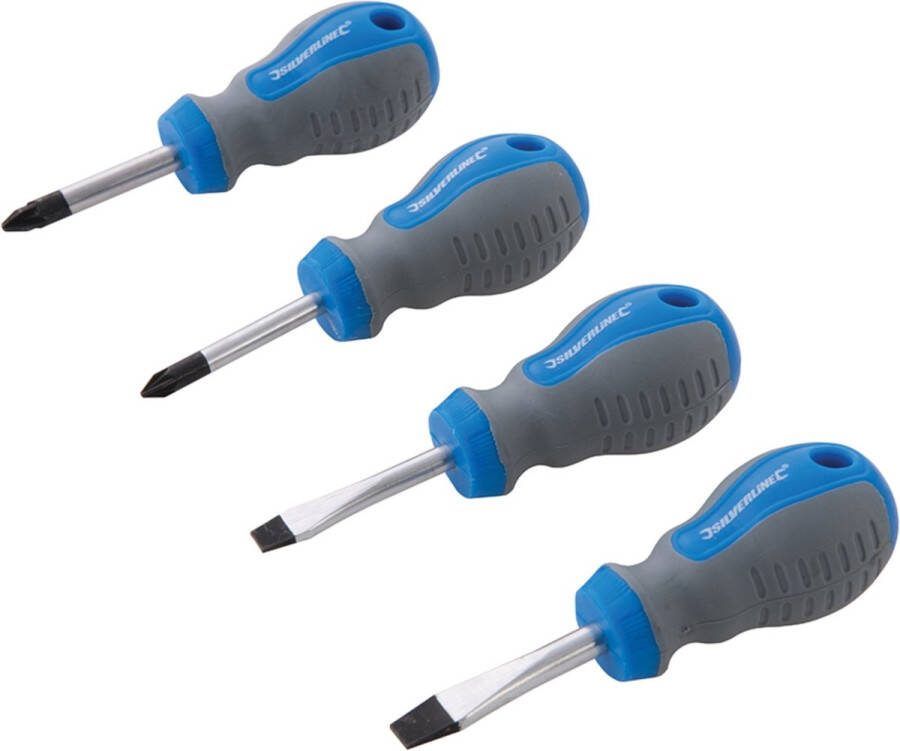 Silverline 893790 4-delige Schroevendraaierset Stubby