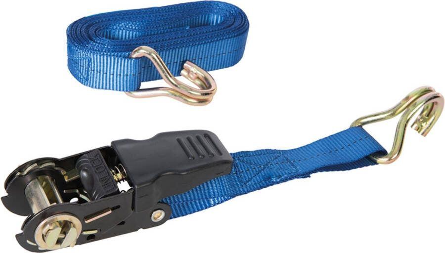 Silverline Sjorband met ratel 4 5 meter 700 kg capaciteit weerbestendig polyester blauw