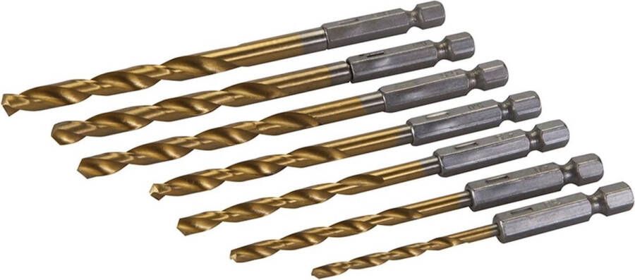 Silverline Boorbitset Titanium coating Zeskant schacht 7-delig 3 t m 6 5 mm