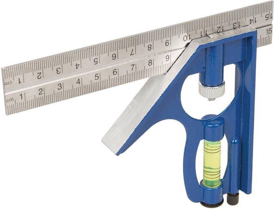 Silverline Combinatie winkelhaak gehard staal 150 mm met waterpas en krasnaald