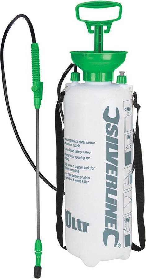 Silverline Drukspuit Hogedruk 10 liter Verstelbare lans Comfortabele schouderband