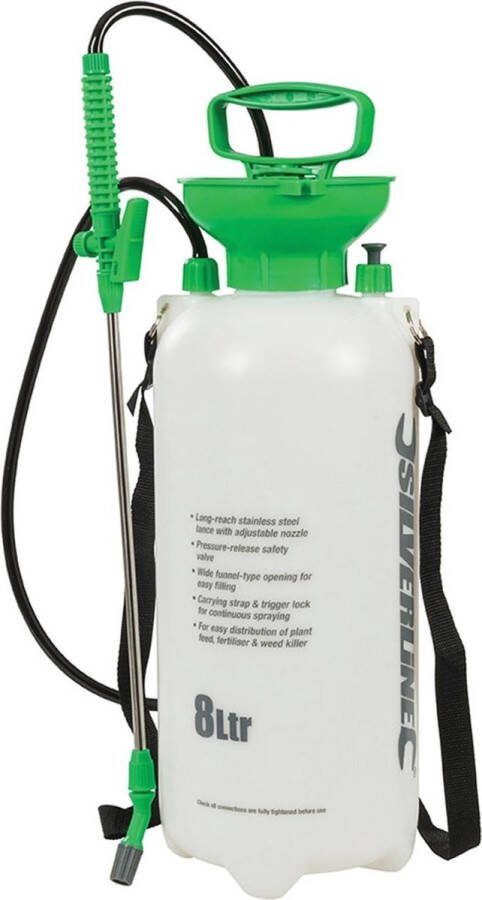 Silverline Drukspuit Hogedruk 8 liter Verstelbare stalen lans Ergonomisch ontwerp