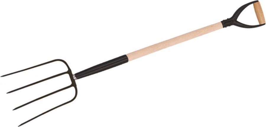 Silverline Heavy-duty mestvork 4 tanden roestbestendig 110 cm gelakte houten steel