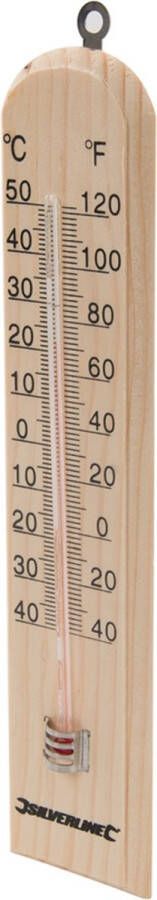 Silverline Hout Thermometer Meetbereik 40 Graden tot + 50 Graden