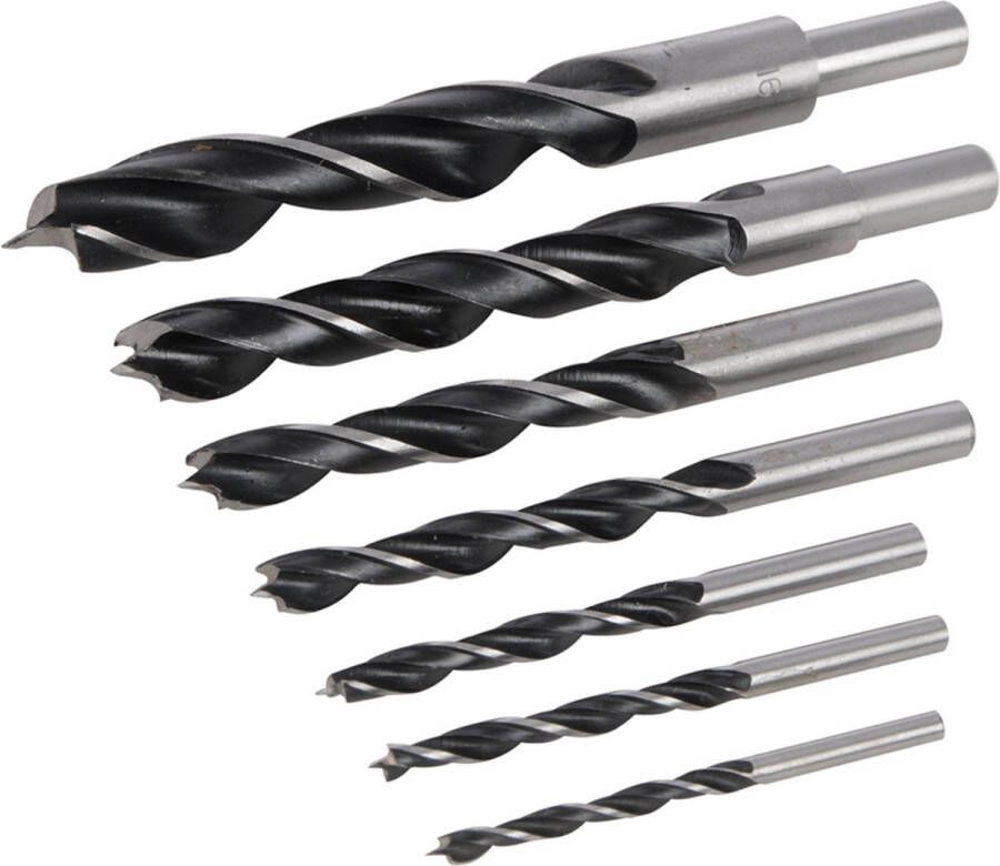 Silverline Houtboor set 7-delig Ø 4-16 mm hoog carbon staal dubbele fluit