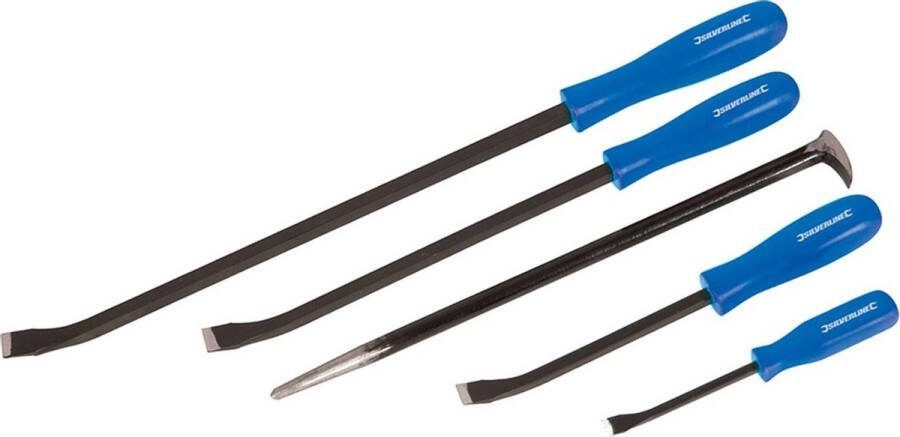 Silverline 5-delige set breekijzers gehard staal heavy-duty handvaten lengtes 200-600 mm