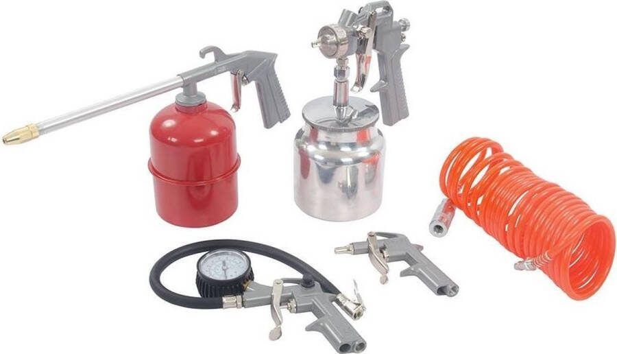 Silverline Perslucht Compressor Accessoire Set 3.5 t m 4.8 Bar 85 tot 170 ltr minuut 5 Delig