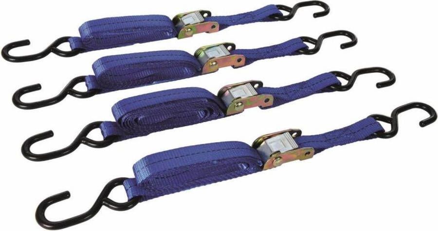 Silverline S-Haak Ratel Spanbanden met Gesp 2 meter x 21 mm 4 stuks 2 meter x 21 mm