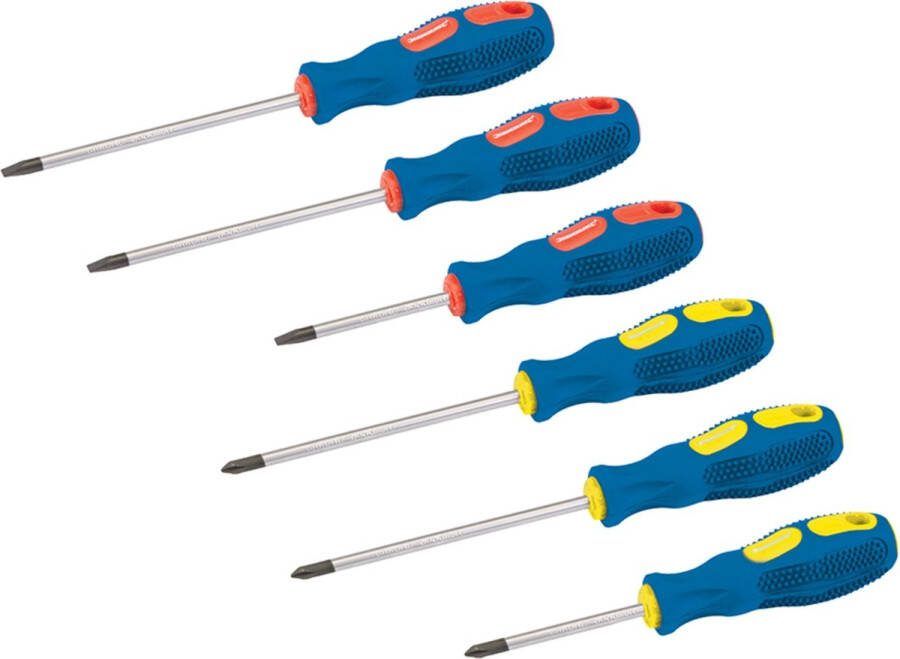 Silverline Schroevendraaierset 6-delig Ergonomisch Magnetische punt Kleur gecodeerd