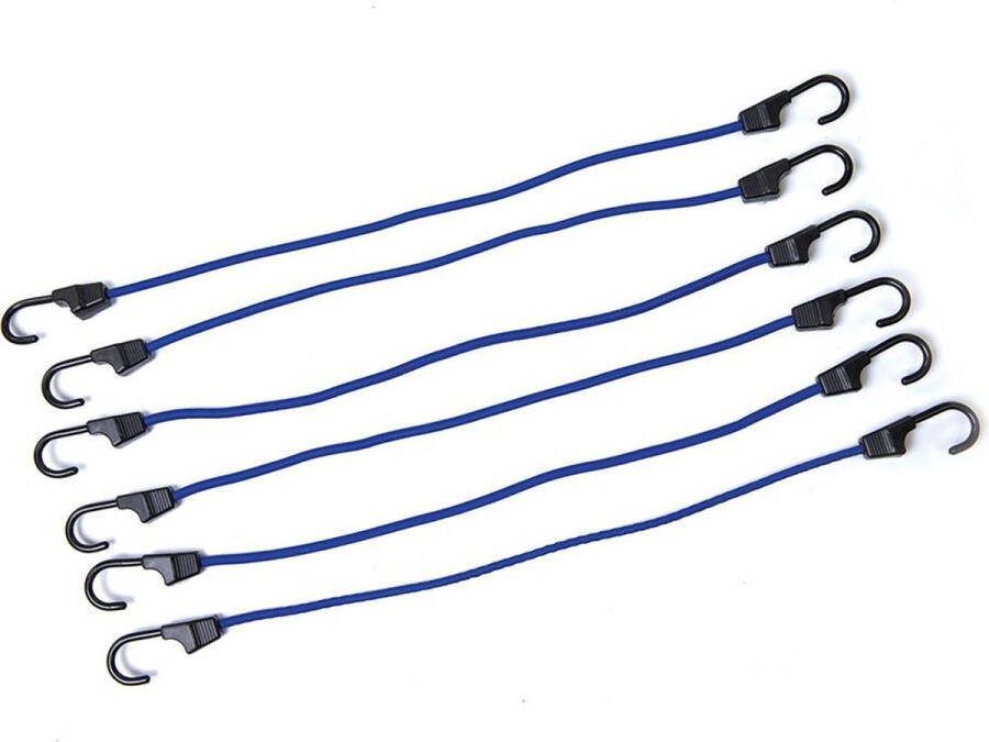 Silverline Set elastische spanbanden met haken 8 mm dik 600 mm lang 6 stuks