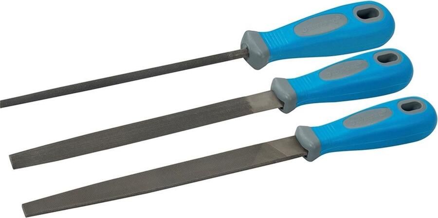 Silverline Vijlenset plat rond en halfrond soft-grip handvaten 250 mm 3-delig
