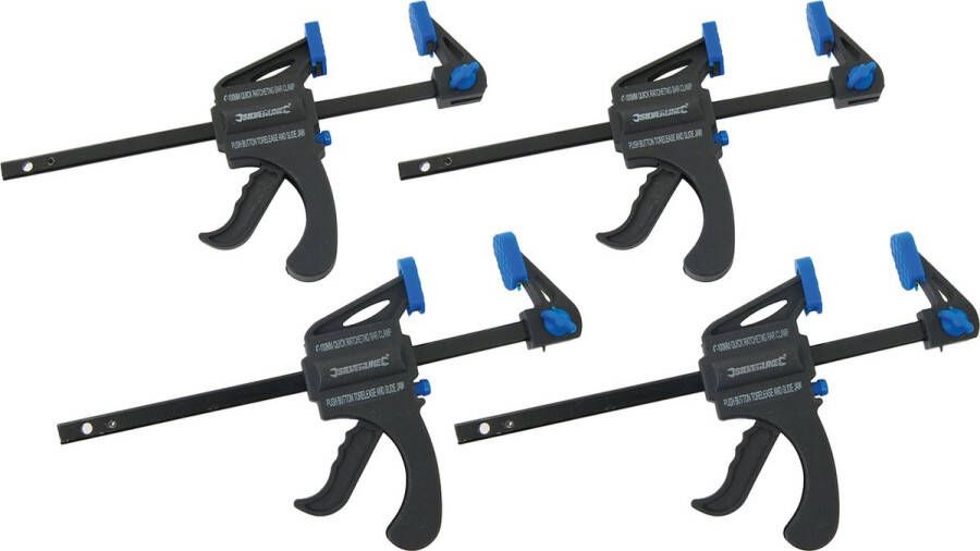 Silverline Snelspan lijmklem 4x hard kunststof bereik 100 mm lijmtang