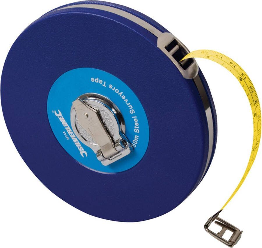 Silverline Stalen landmeter 50 meter roestbestendig metrisch en imperiaal ABS huls