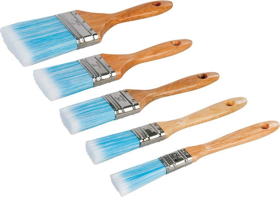 Silverline Synthetische schilderskwasten set 5 delig maten roestvrij stalen ring