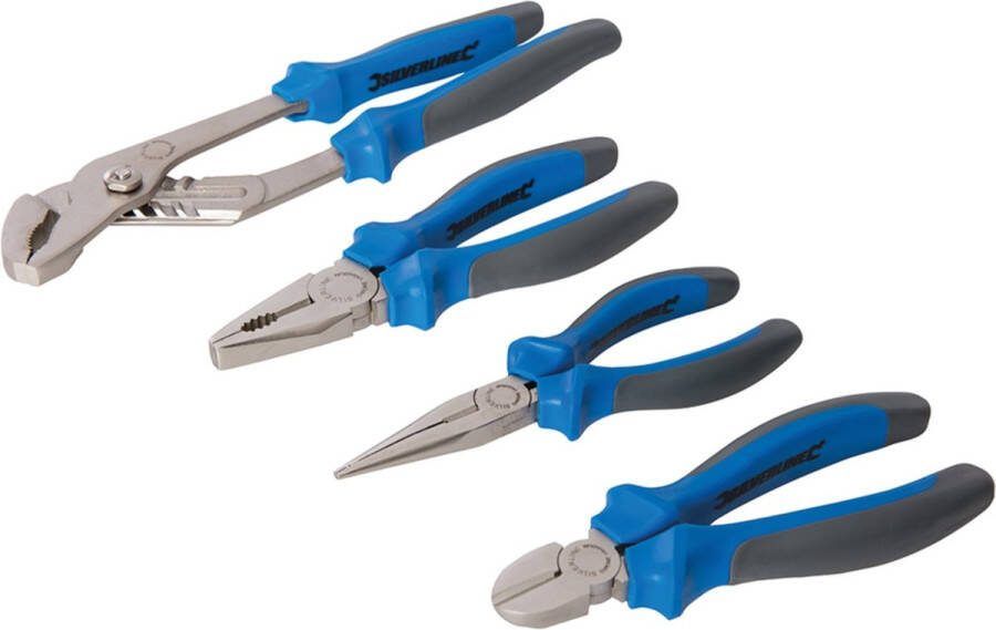 Silverline Tangen set antislip handvaten chroom vanadium staal 4-delig