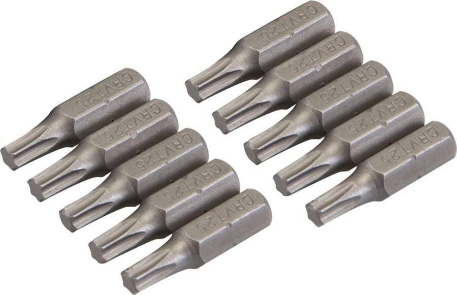 Silverline Torx schroevendraaier bits chroom vanadium staal 25 mm set van 10 stuks