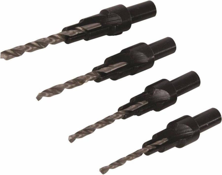 Silverline Verzinkboor set 4 delig Ø 6 t m 12 mm HSS Zwart oxide afwerking