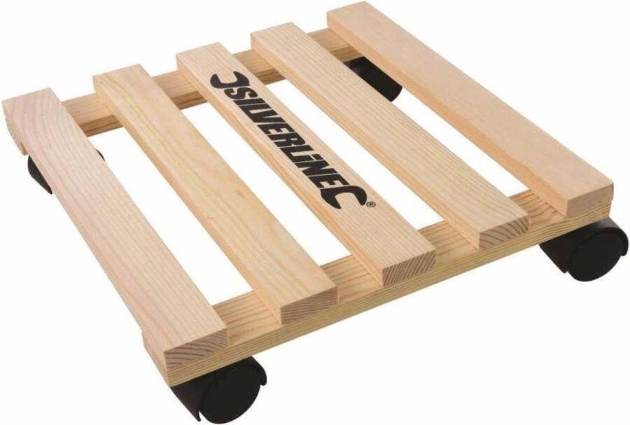 Silverline Vierkante plantentrolley massief beukenhout 30 x 30 cm 60 kg draagvermogen