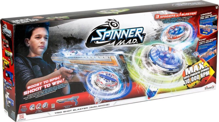 Silverlit Spinner MAD Trio Shot Blaster Avalanche Blaster met 3 spinners