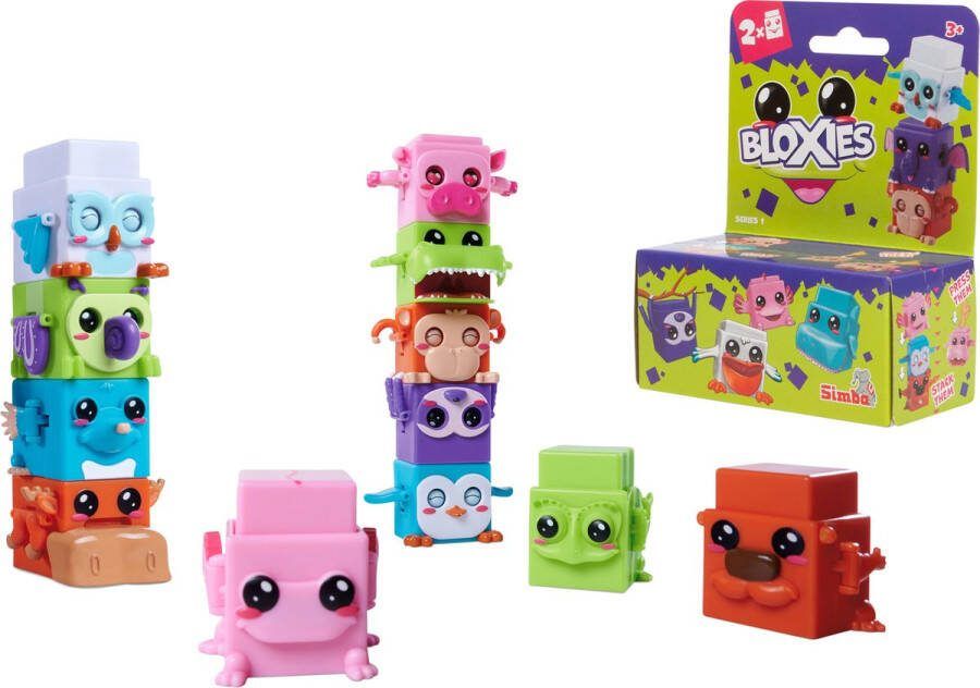 Simba Bloxies Wave 1 2 stuks Verzamelfiguren Stapeltoren Grappige dieren Bouwstenen