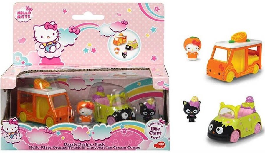 Simba Dickie toys Hello Kitty speelset 2-pack Orange Truck & Chococat Ice Cream Coupe 15 x 18 cm