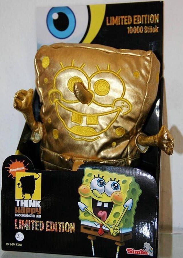 Simba Dickie toys Sponge Bob Knuffel Goudkleur 28 cm hoog Simba