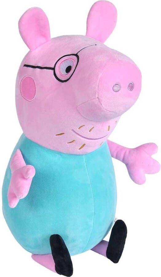 Simba knuffel Peppa Pig Papa junior 37 cm pluche roze aqua