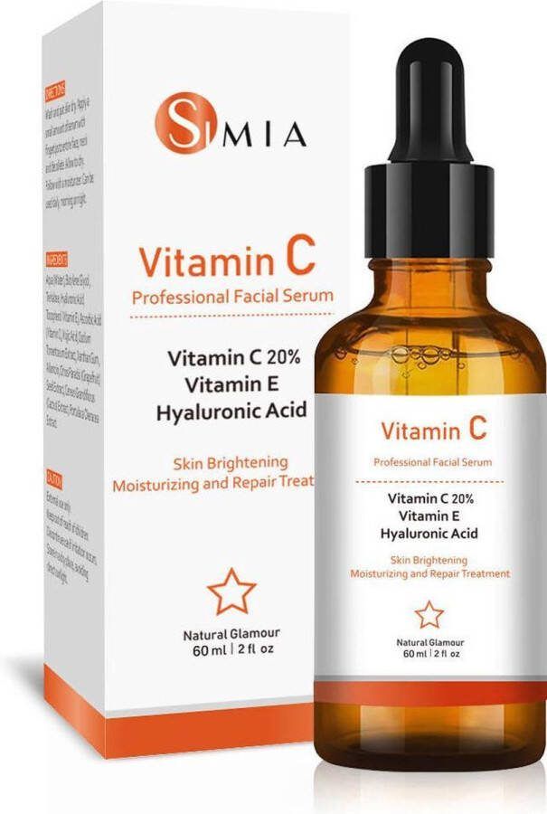 SIMIA™ Original Vitamine C Serum Met Vitamine E & Hyaluronzuur Gezichtsserum Collageen Anti Rimpel Anti Acne Tegen Pigmentvlekken 60ml