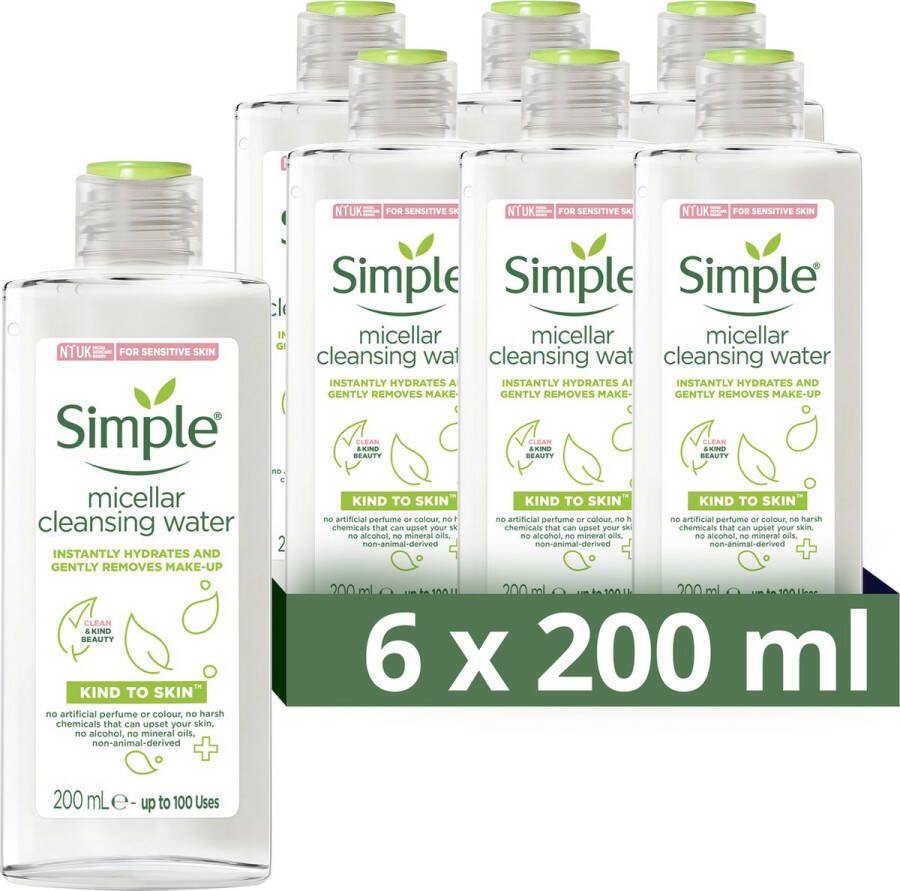 Simple Kind to Skin Micellair Reinigingswater 6 x 200 ml Voordeelverpakking