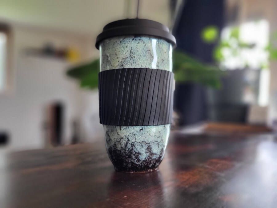 Simple Solutions Koffie To-Go Mok Lichtgroen 350ml Cafeïne Onderweg Werk Auto Hersluitbaar Duurzaam