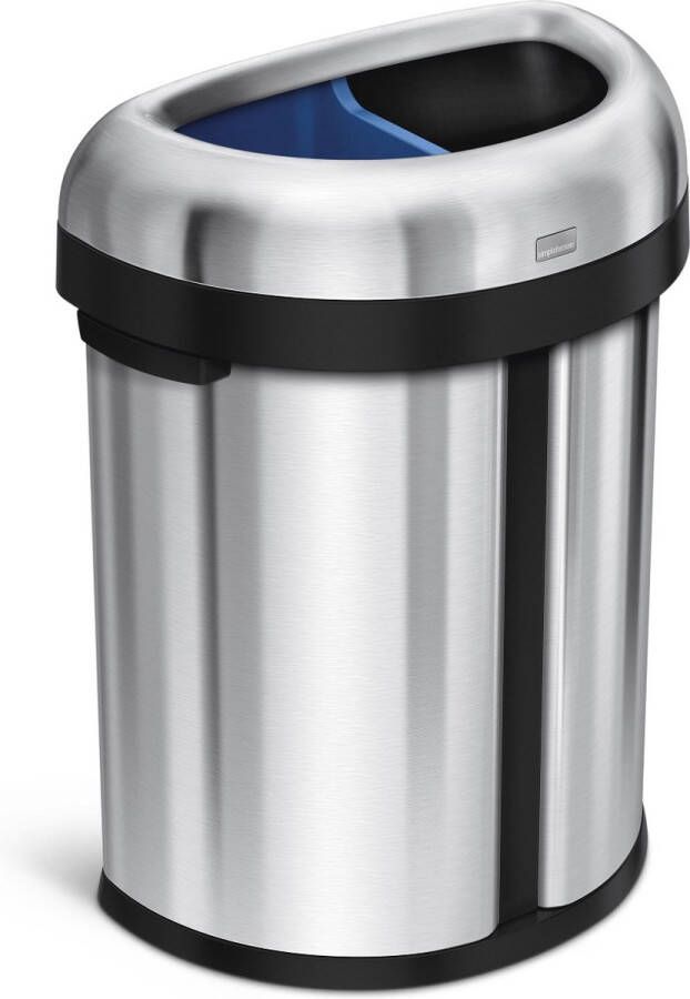 Simplehuman Half Rond Bullet Open Recycler Afvalemmer 66 Liter (2x33 L)