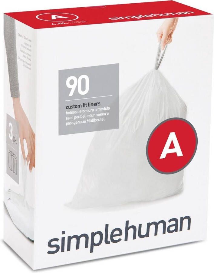 Simplehuman Afvalzak Code A 4.5 L Pak Van 3x30 Stuks