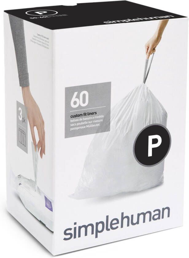 Simplehuman Pocket Liners vuilniszakken code P 50-60 liter 3 x 20 stuks