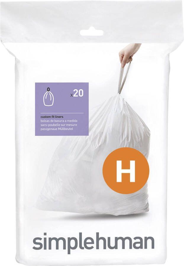 Simplehuman Code H Afvalzakken 30 liter 20 stuks met Trekband Wit