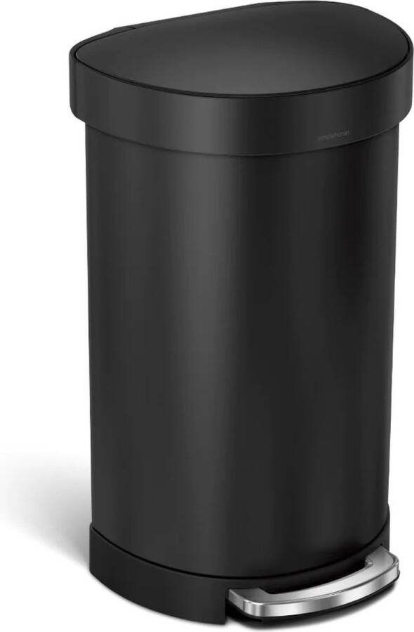 Simplehuman Prullenbak Liner Pocket Half Rond 45 liter Zwart Roestvast Staal