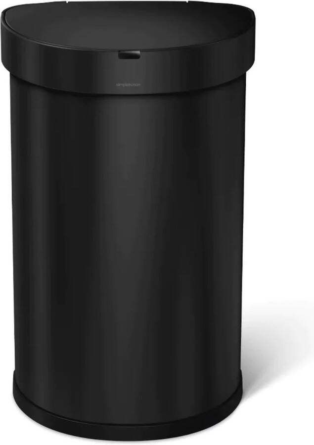 Simplehuman Prullenbak Liner Pocket Half Rond Sensor 45 liter Zwart Roestvast Staal