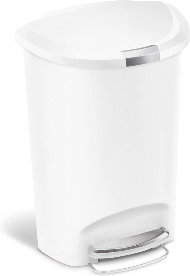 Simplehuman Prullenbak Half Rond 50 Liter Wit Kunststof