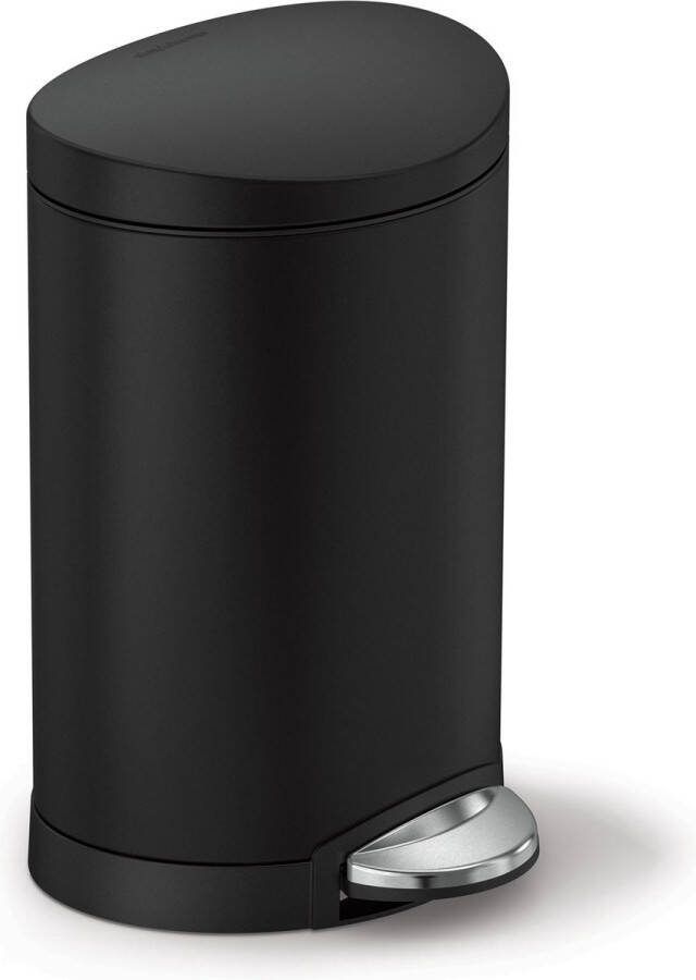 Simplehuman Prullenbak Half Rond 6 liter Zwart Roestvast Staal