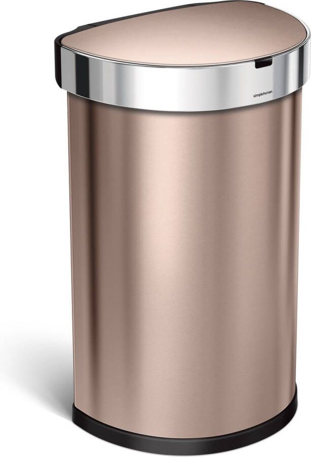 Simplehuman Afvalemmer semi round sensor rvs incl. Liner pocket 45 liter rose gold