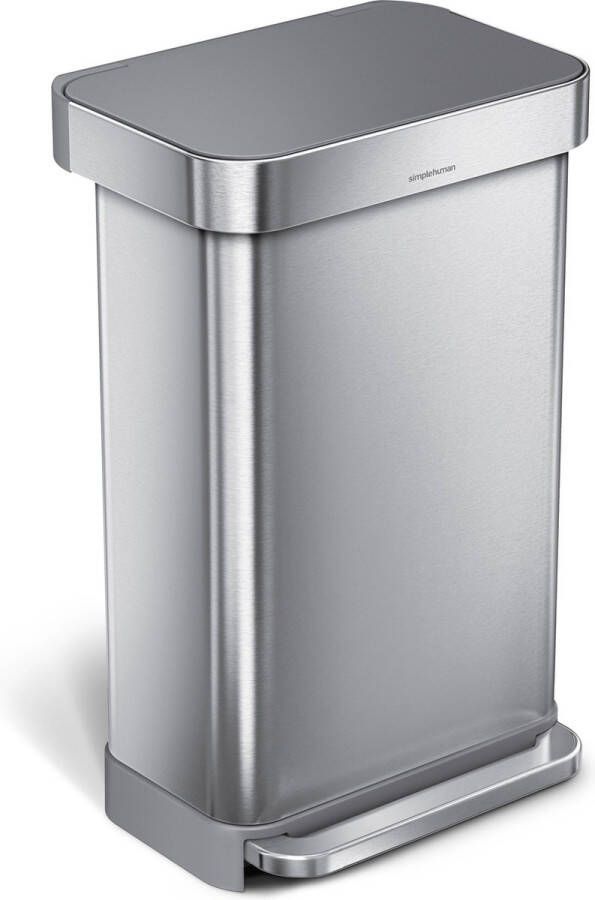 Simplehuman Prullenbak Liner Pocket met Kunststof Deksel 45 liter Zilver Roestvast Staal