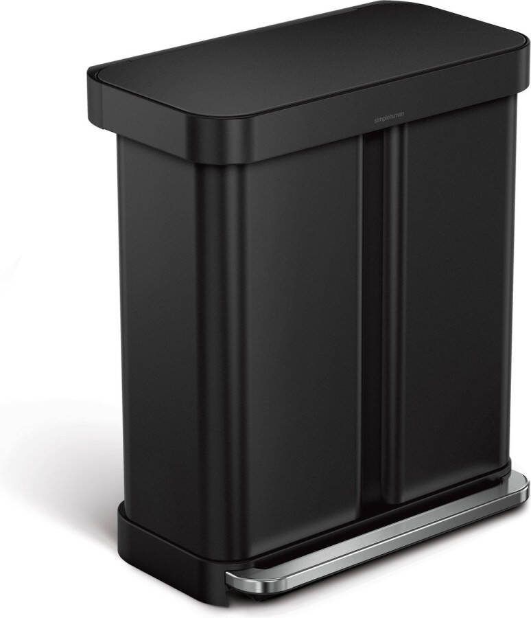 Simplehuman Prullenbak Liner Pocket Recycler 24 + 34 liter Zwart Roestvast Staal