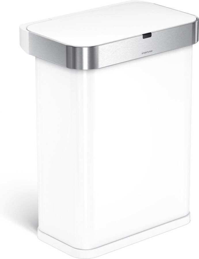 Simplehuman Prullenbak Liner Pocket Voice Control 58 liter Wit Roestvast Staal