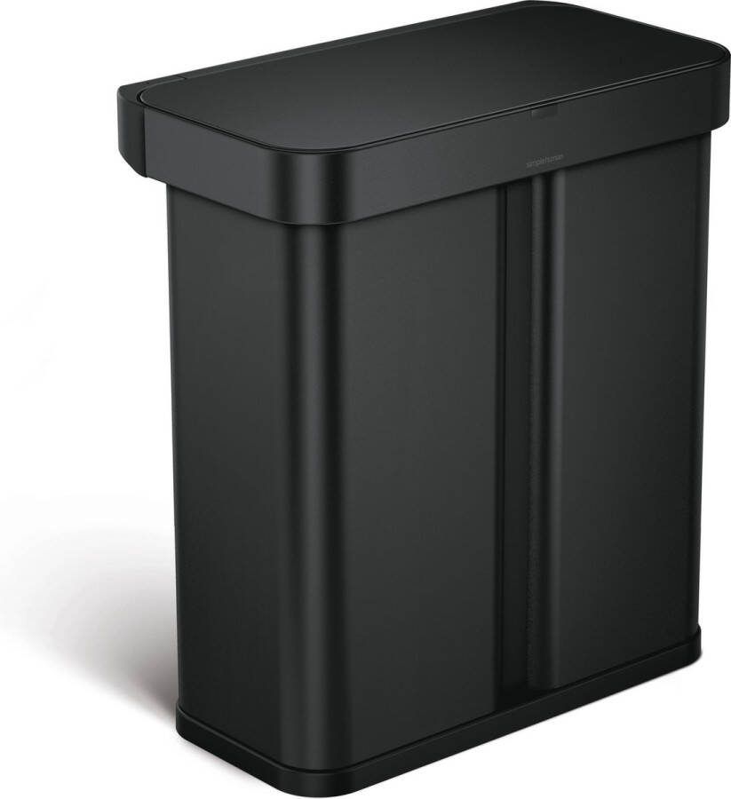 Simplehuman Prullenbak Liner Pocket Voice Control Recycler 24 + 34 liter Zwart Roestvast Staal