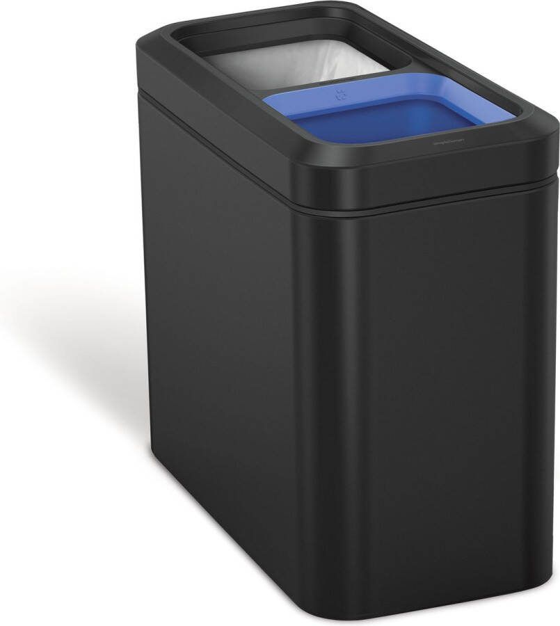 Simplehuman Prullenbak Profile Open Recycler 10 + 10 liter Zwart Roestvast Staal