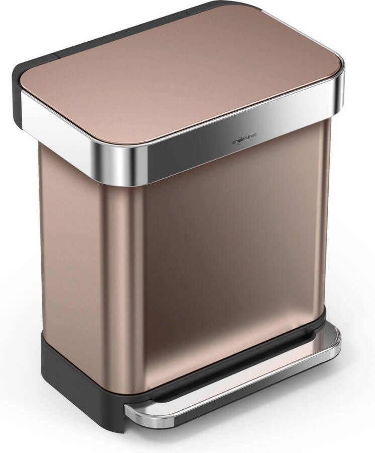 Simplehuman Prullenbak Rectangular RVS Incl Liner Pocket 30 l Rose Gold