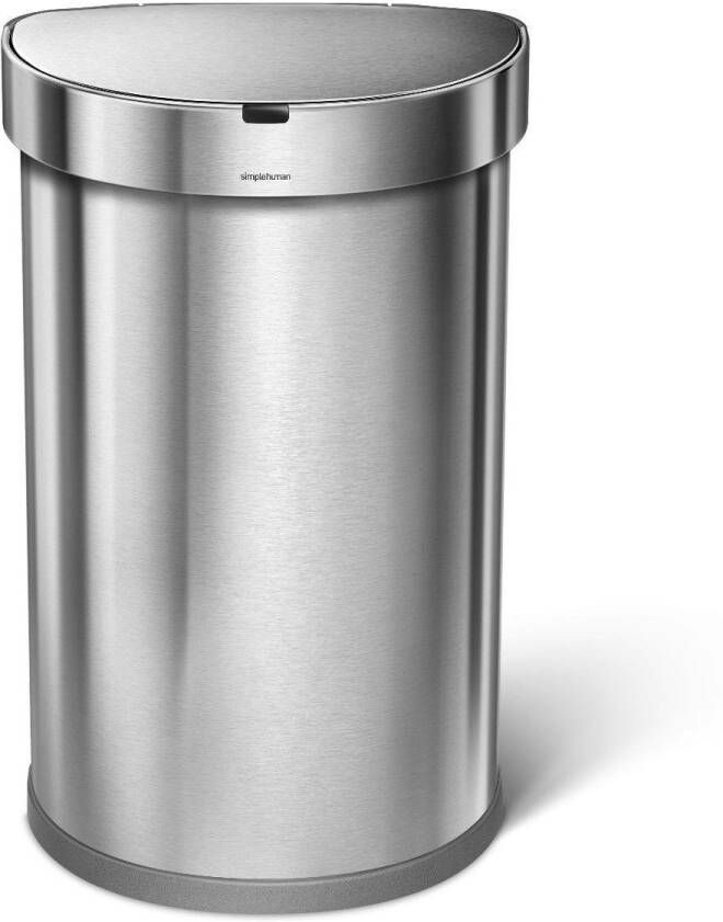 Simplehuman Prullenbak Semi Round Incl. Sensor Rvs Met Liner Pocket 45 l Zilverkleurig