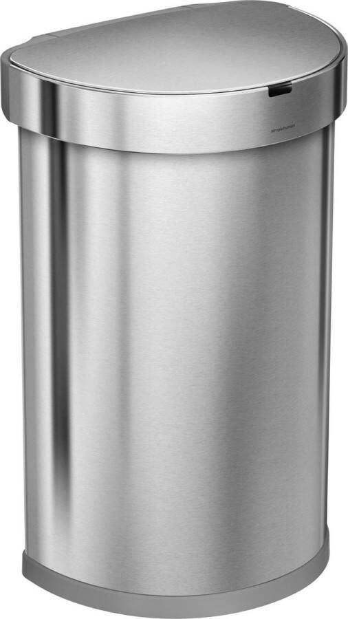 Simplehuman Prullenbak Semi Round Incl. Sensor Rvs Met Liner Pocket 45 l Zilverkleurig