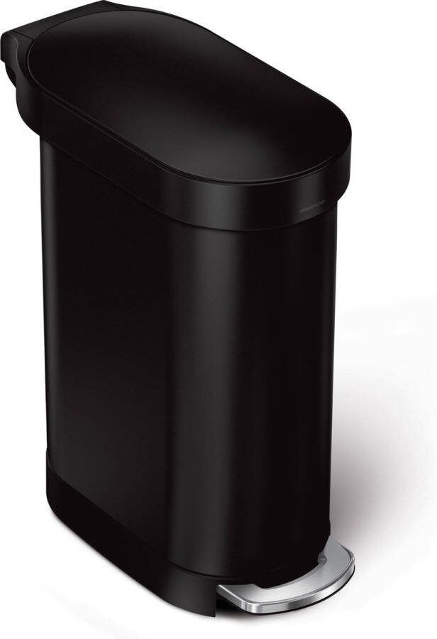 Simplehuman Prullenbak Slim 45 liter Zwart Roestvast Staal