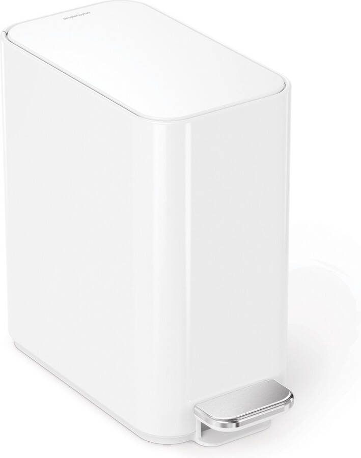 Simplehuman Prullenbak Slim Liner Pocket 5 liter Wit Roestvast Staal