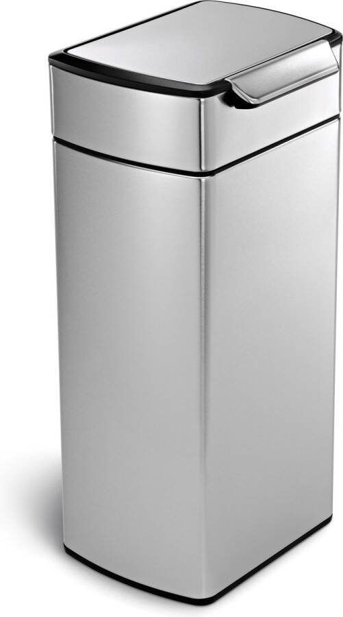 Simplehuman Rectangular Touch Bar prullenbak 30 L zilverkleurig